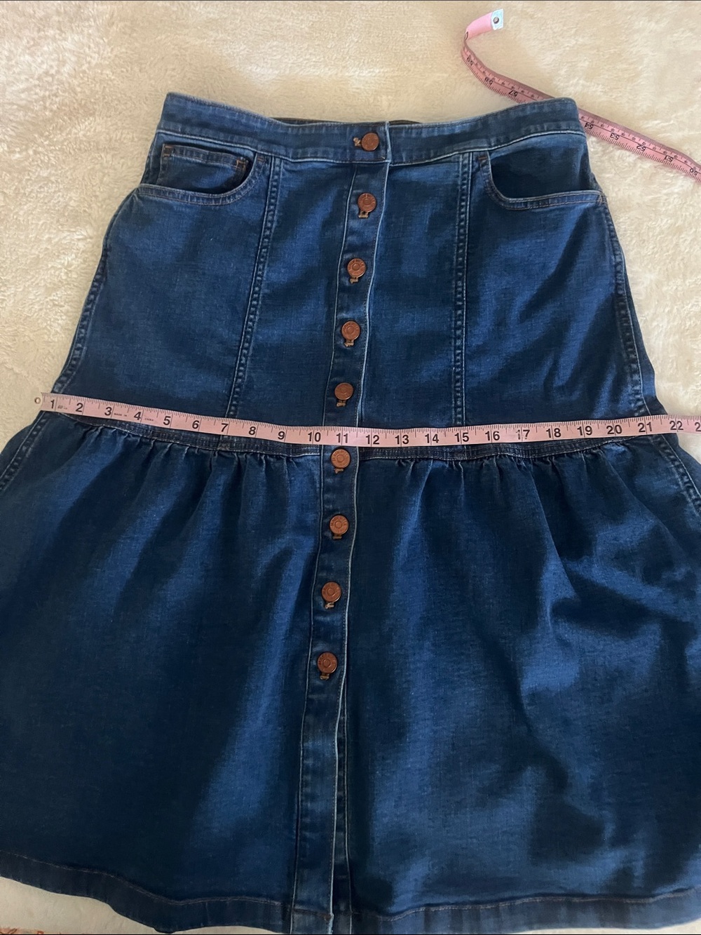 Madewell women’s jean Dark Blue Button-Front Denim Midi Skirt size 29 - Picture 13 of 16